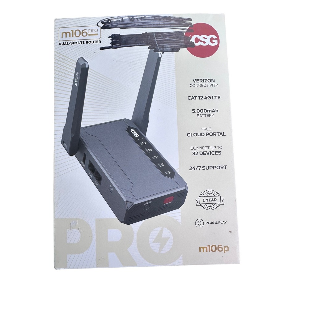 CSG‎ m106 pro Dual-SIM LTE Router Verizon Cat 12 4G 5000mAh Battery m106p